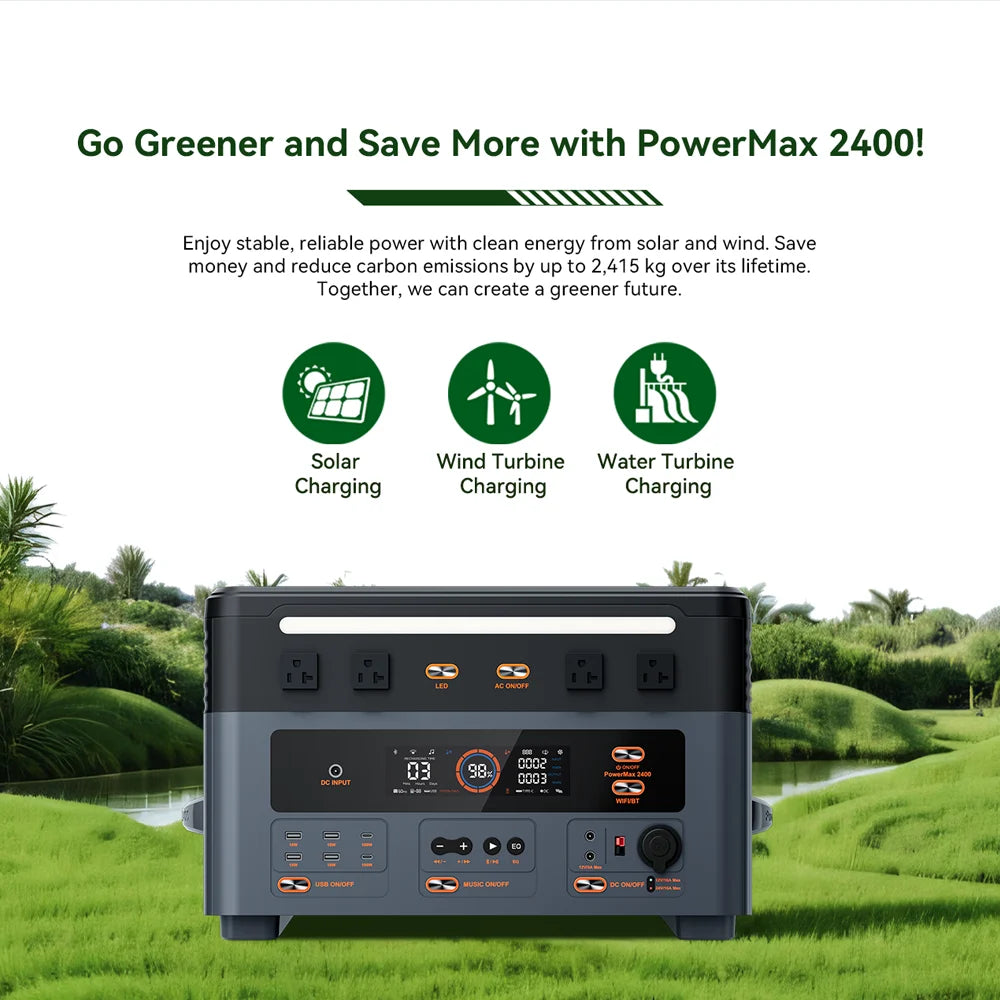 OSCAL Blackview PowerMax 2400 Portable Power Station 2400W 1872Wh LiFePO4 Battery with app wifi Compatible OSCAL Battery Packs