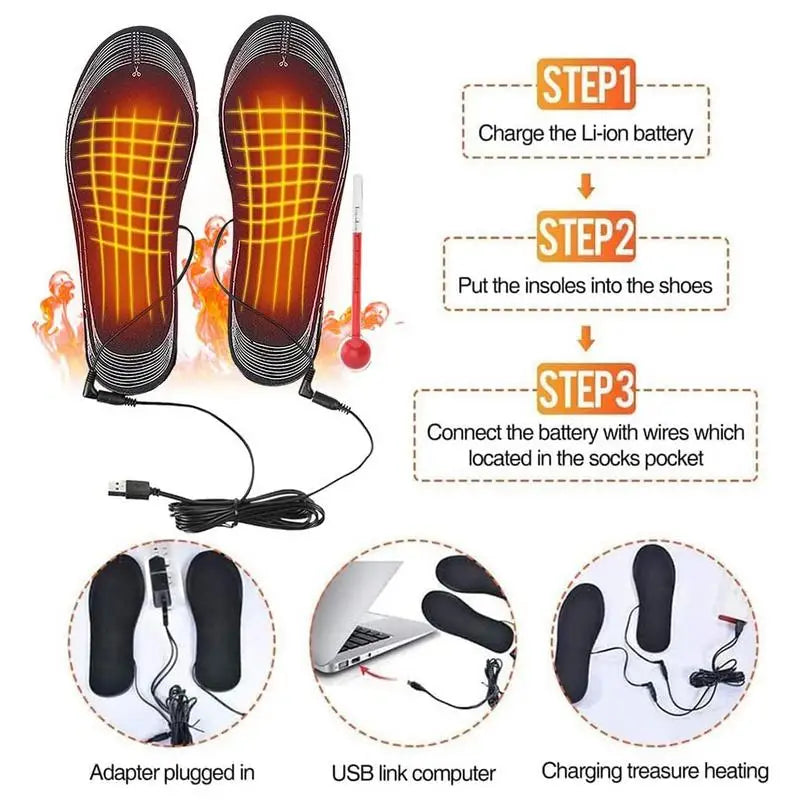 USB Heated Shoe Insoles Feet Warm Sock Pad Mat