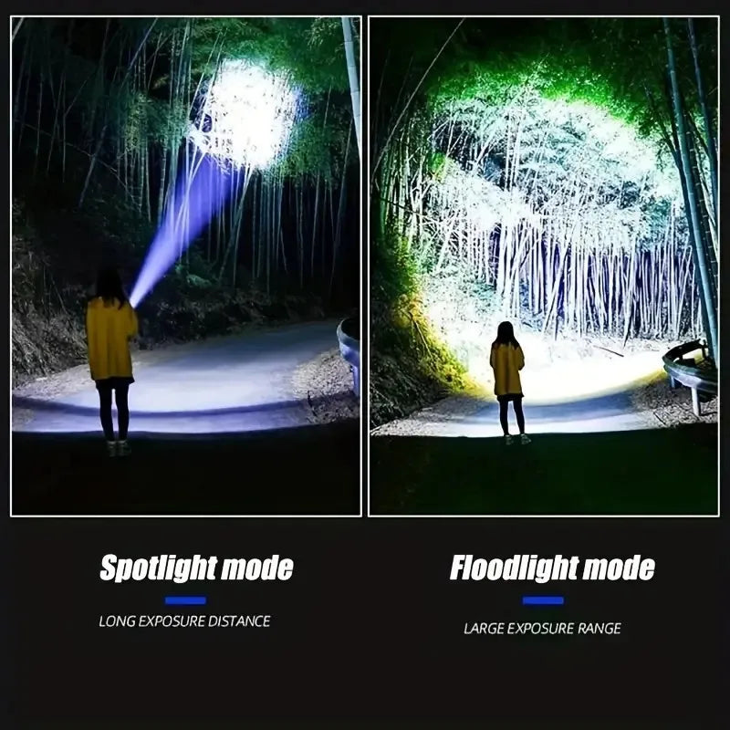 10000W Built-in Battery Flash Light Emergency Spotlights 9km 990000000LM Most Powerful Led Flashlights Tactical Torch 25000mah