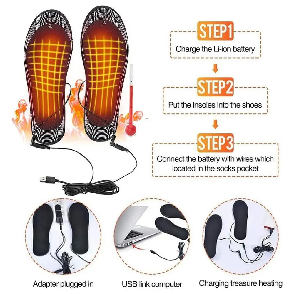 USB Heated Shoe Insoles Feet Warm Sock Pad Mat