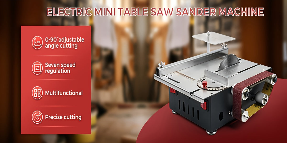 300W Bench Saw & Belt Sander 33mm Cutting Depth DIY Woodworking Tools for Precision Cutting Sanding Benchtop Power Tool