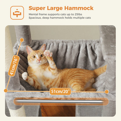 Cat Tree for Large Cats, Tall Cat Tower for indoor Cats Multi-level Cat House Furniture with 2 Big Condo Pad Bed Scratching Post