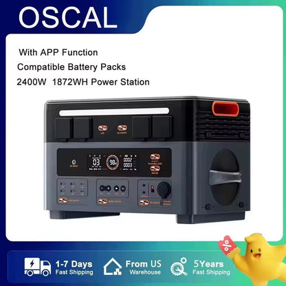OSCAL Blackview PowerMax 2400 Portable Power Station 2400W 1872Wh LiFePO4 Battery with app wifi Compatible OSCAL Battery Packs