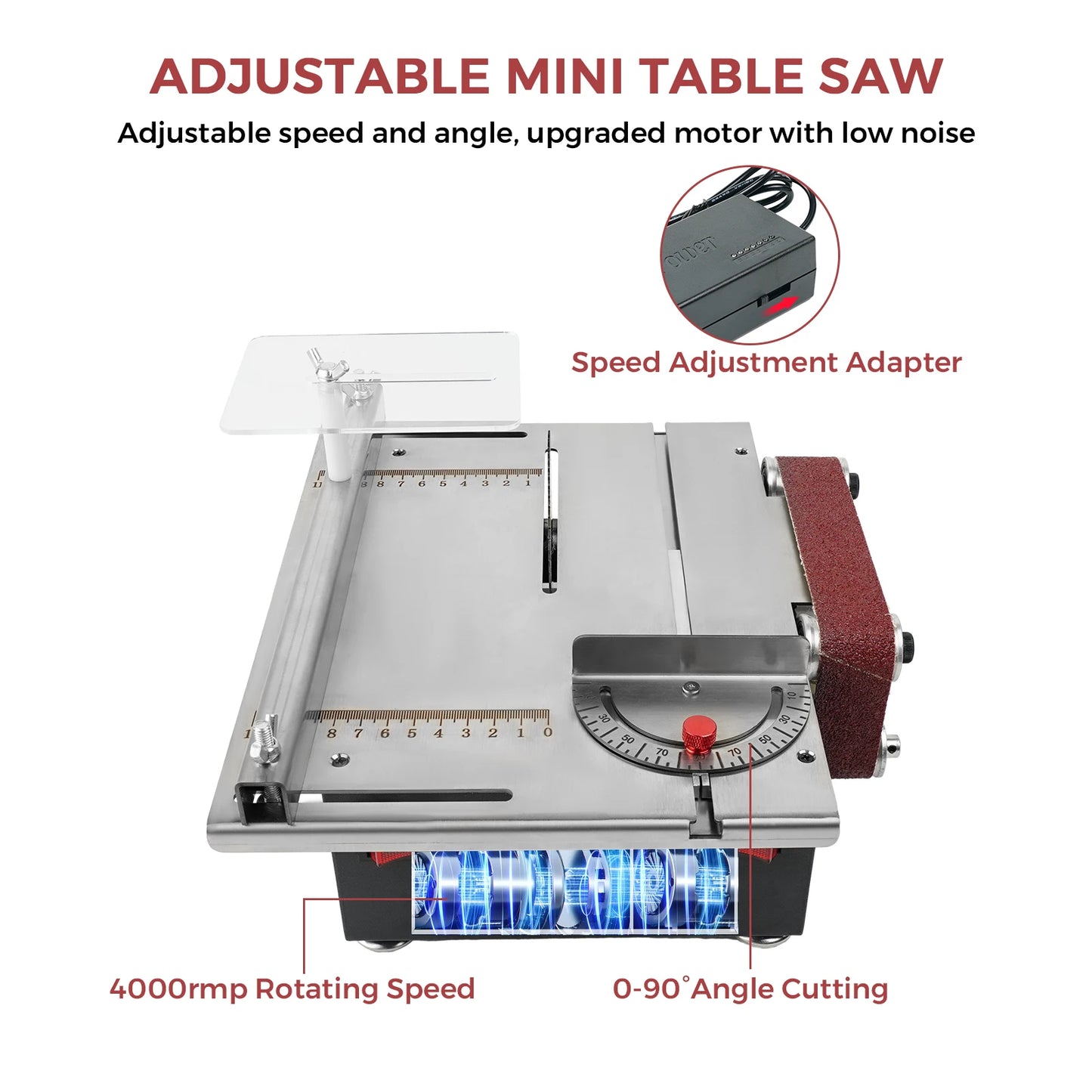 300W Bench Saw & Belt Sander 33mm Cutting Depth DIY Woodworking Tools for Precision Cutting Sanding Benchtop Power Tool