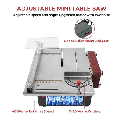 300W Bench Saw & Belt Sander 33mm Cutting Depth DIY Woodworking Tools for Precision Cutting Sanding Benchtop Power Tool
