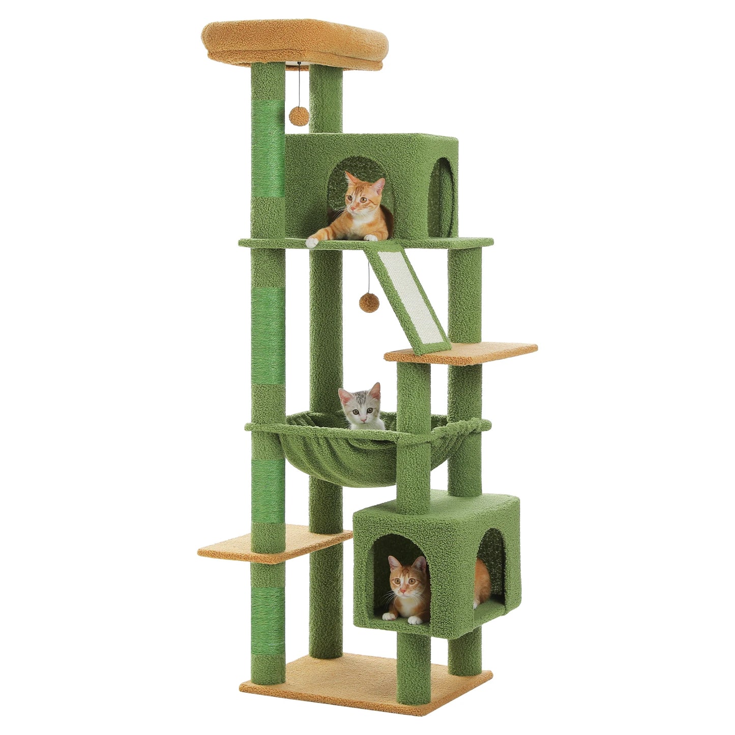 Cat Tree for Large Cats, Tall Cat Tower for indoor Cats Multi-level Cat House Furniture with 2 Big Condo Pad Bed Scratching Post