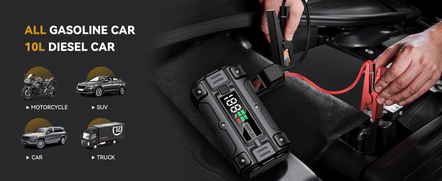 Car Jump Starter 3000A/4000A/5000A Battery Charger Emergency Power Bank Booster for 12V Gasoline and Diesel Vehicles Starting